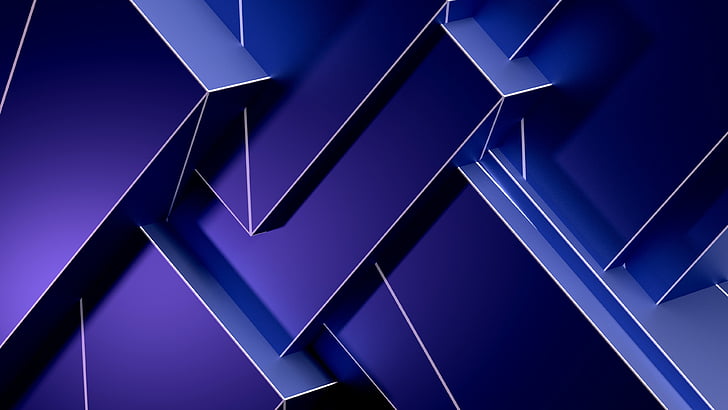 3d, blue, digital art, purple, geometry, line, pattern, abstract art, HD wallpaper