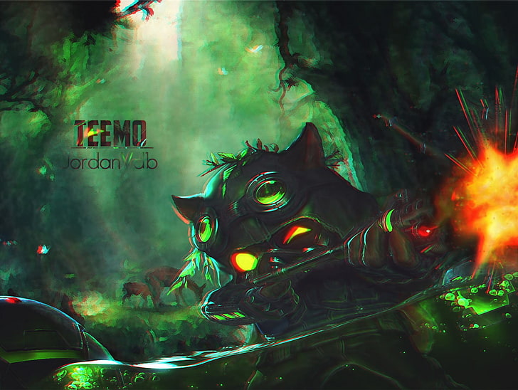 Teemo, Riot Games, League of Legends, trolls, night, architecture, HD wallpaper