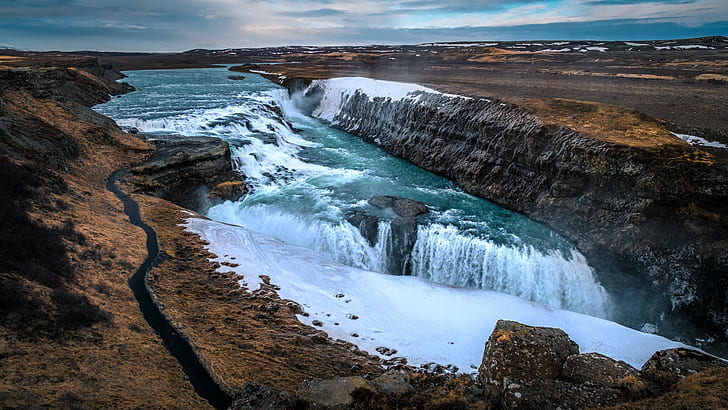 waterfalls between rock formation, iceland, iceland, Gullfoss