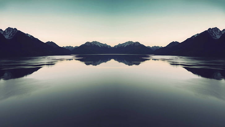 photography, water, landscape, nature, lake, reflection, mountains, HD wallpaper