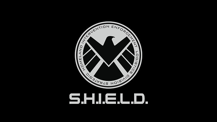 S.H.I.E.L.D. logo, Marvel Comics, comic books, simple background, HD wallpaper