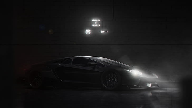 dark, car, vehicle, artwork, Lamborghini, supercars
