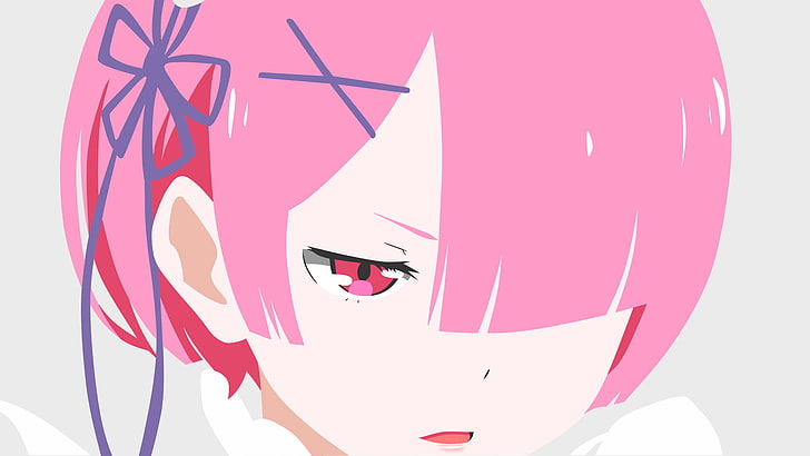 Hd Wallpaper Simple Background Minimalism Ram Re Zero Anime Girls Pink Hair Wallpaper Flare