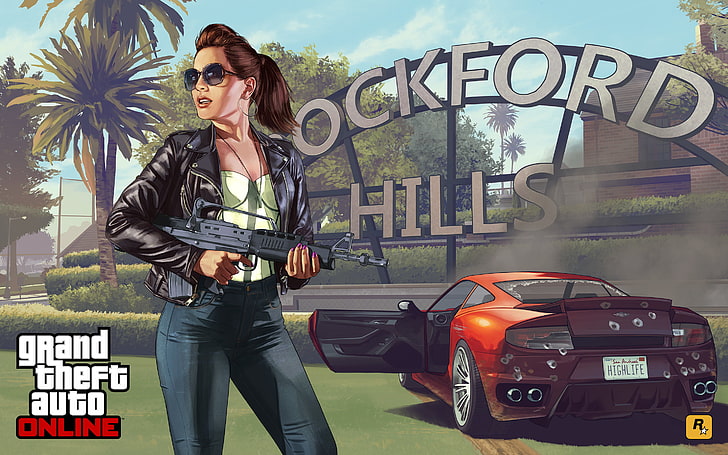 Grand Theft Auto Online application, girl, concept art, Grand Theft Auto V, HD wallpaper