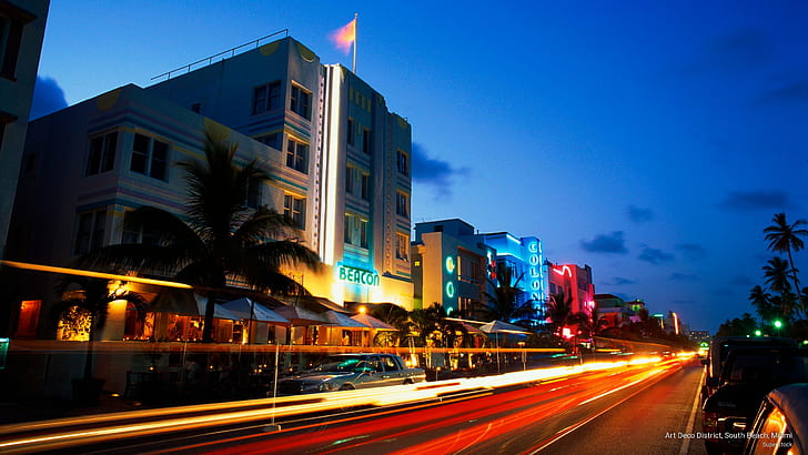 Art Deco District, South Beach, Miami, North America, HD wallpaper