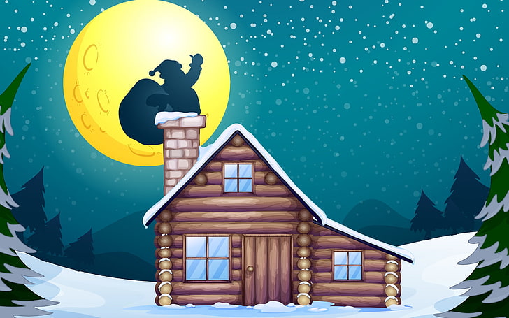Christmas Snow Graphic, brown house illustration, Festivals / Holidays, HD wallpaper