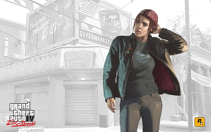 Grand Theft Auto IV digital wallpaper, ashley, addict, girl, biker