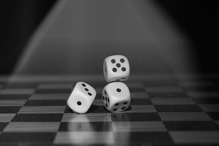 black and white, board, board game, chance, cube, dice, fun, HD wallpaper