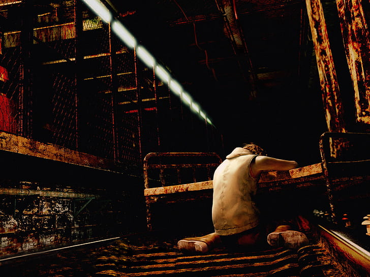 Silent Hill HD, photo of person crying on bed side, video games