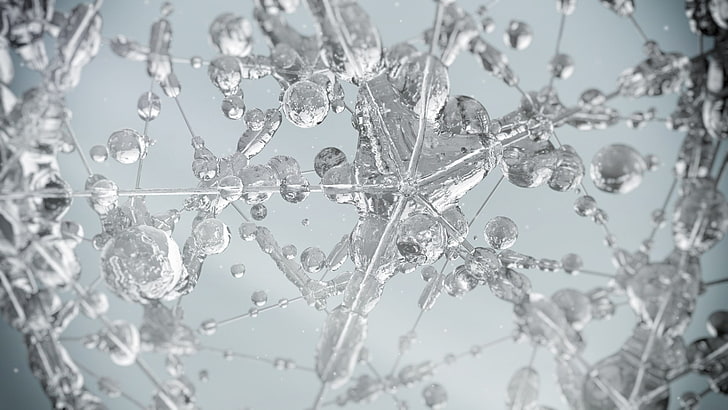 glass, water, water drops, liquid, abstract, digital art, Ice crystals