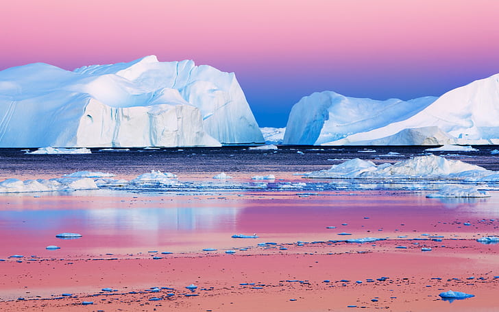 The icebergs beauty in the Arctic sunset, HD wallpaper