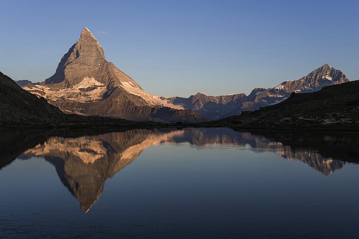 mountains, lake, Switzerland, Riffelsee, HD wallpaper