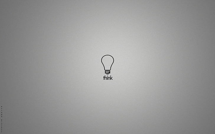 light bulb with think text overlay illustration, minimalism, lightbulb