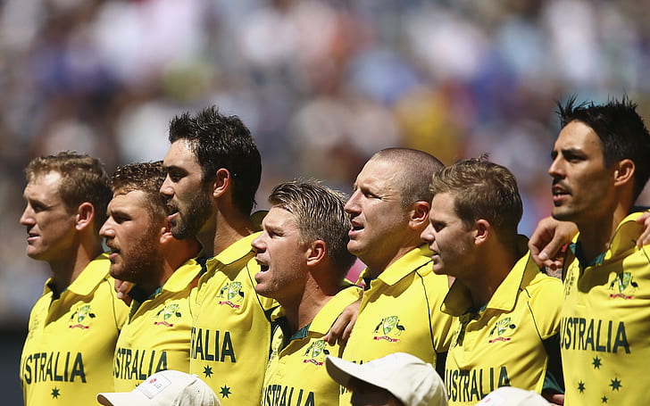 Australia Cricket Team, men's yellow australia collared shirt, HD wallpaper