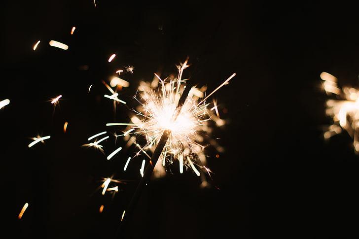 fireworks, bengal fire, sparks, holiday, dark background, celebration, HD wallpaper