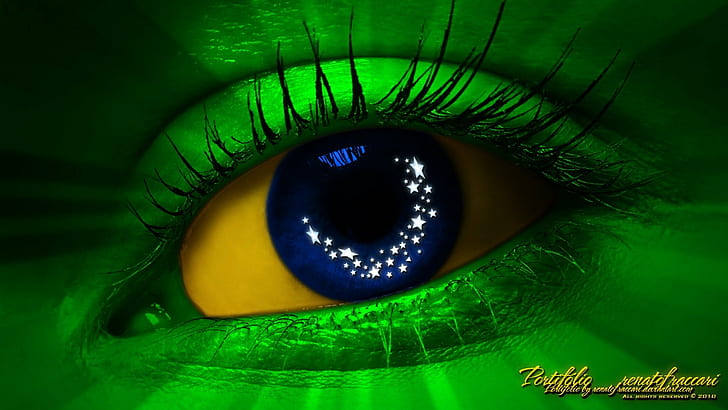 1920x1080 px art blue brazil digital eyes Green yellow Anime Azumanga HD Art