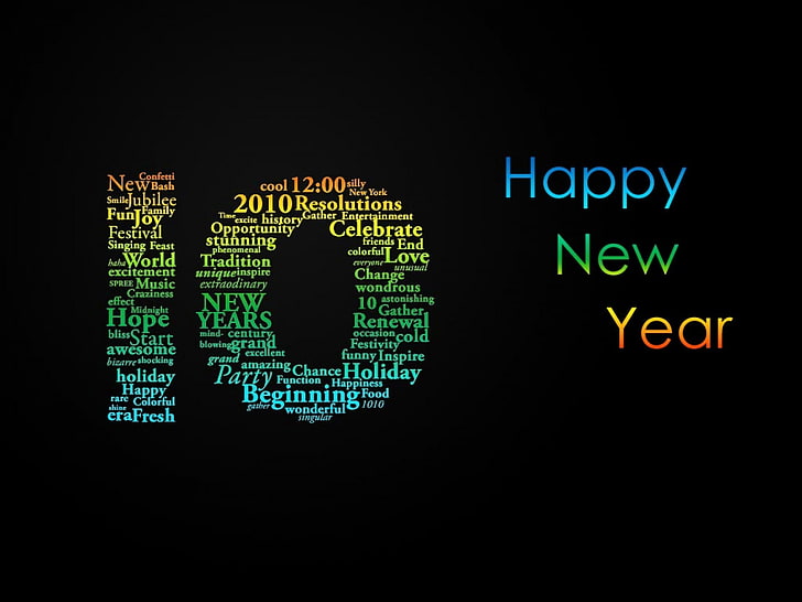Welcome New Year 2010, communication, number, technology, text, HD wallpaper