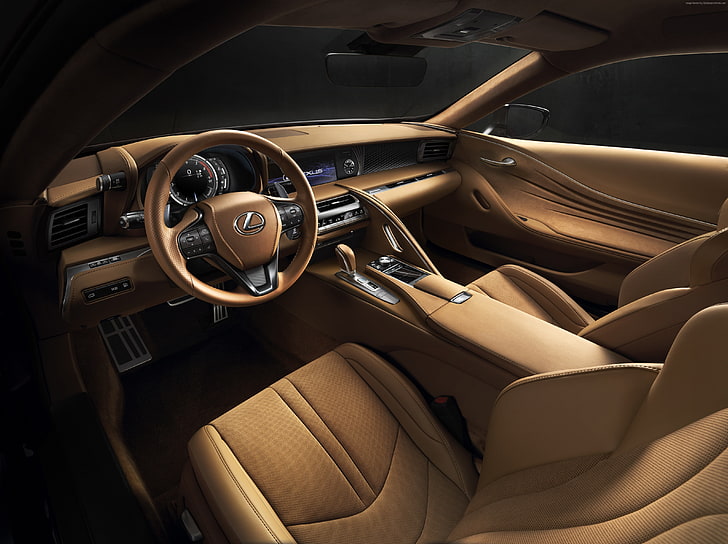 interior, detroit auto show 2016, Lexus LC 500, mode of transportation, HD wallpaper