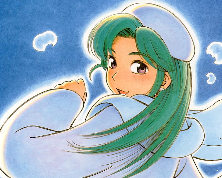 green-haired female cartoon character wallpaper, ashinano hitoshi, HD wallpaper