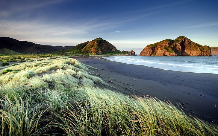 landscape, nature, sea, coast, cliff, New Zealand