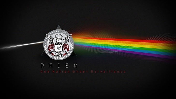 Prism display photo, NSA, illuminated, motion, multi colored