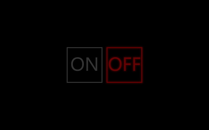 on and off logo, red, black