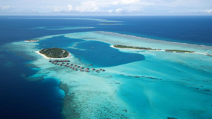 Conrad Maldives Rangali Island Resort Indian Ocean Aerial Photography 1920×1080, HD wallpaper