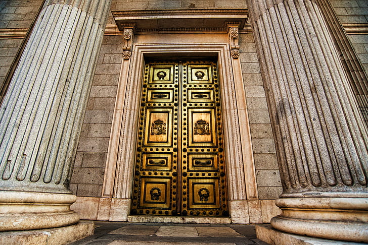 door, Golden Gate, columns, HD wallpaper