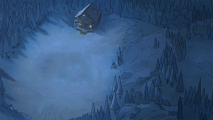 TV Show, We Bare Bears, Forest, Hand-Drawn, Landscape, Night
