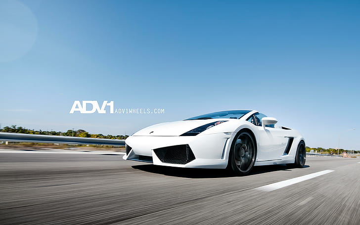 Lamborghini Gallardo on ADV 1 Wheels, white convertible coupe, HD wallpaper