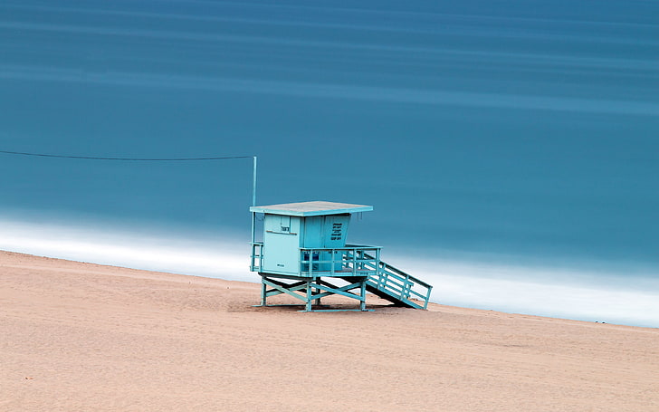 Venice Beach Lifeguard Tower, architecture, beaches, blue, california, HD wallpaper