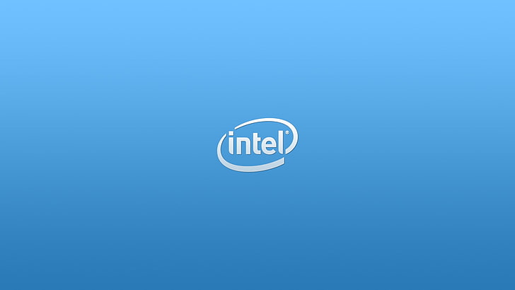 Intel logo digital wallpaper, blue