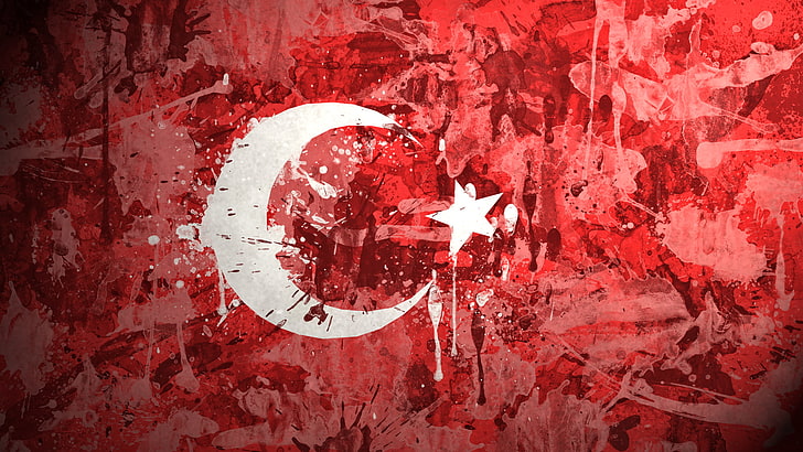 Turkey flag, paint, Of The Republic Of Turkey, Turkish republic, HD wallpaper