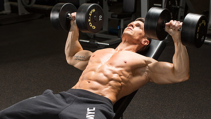 men, gym, dumbbells, weightlifter, HD wallpaper