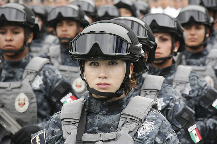 Mexican police, Latinas, Mexico, Caucasian, Gendarmery, female soldier