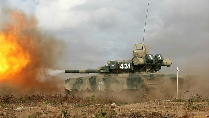 green and beige camouflage battle tank, shot, USSR, Russia, armor, HD wallpaper
