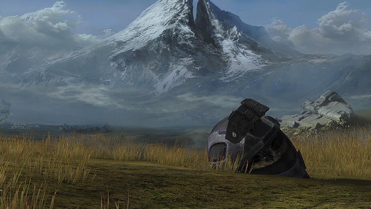 mountains spartan hills halo reach helmets Video Games Halo HD Art, HD wallpaper