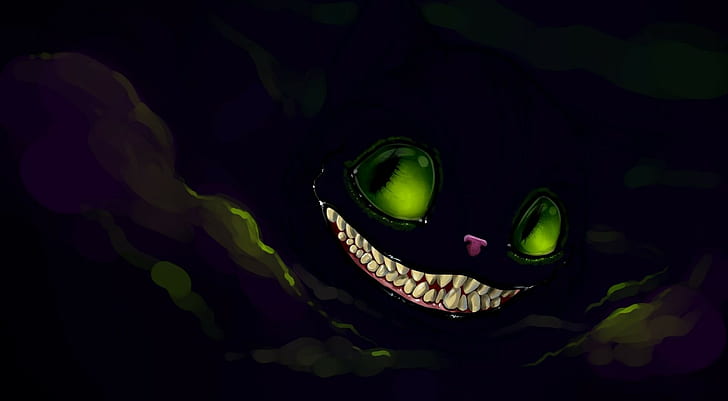 black, Cheshire Cat, smiling, HD wallpaper