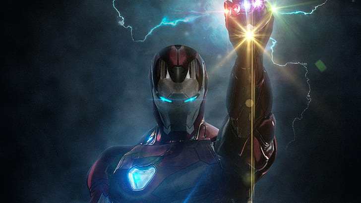 Iron Man with Infinity Gauntlet, HD wallpaper