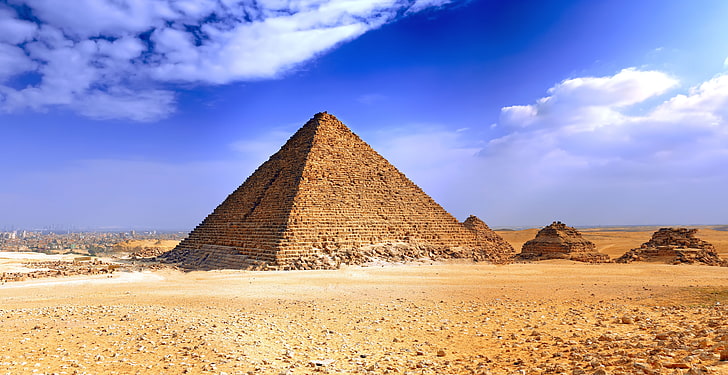 The Great Pyramid, India, desert, clouds, landscape, Pyramids of Giza, HD wallpaper