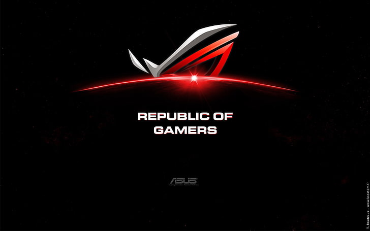 Asus logo, Republic of Gamers, artwork, black background, simple background
