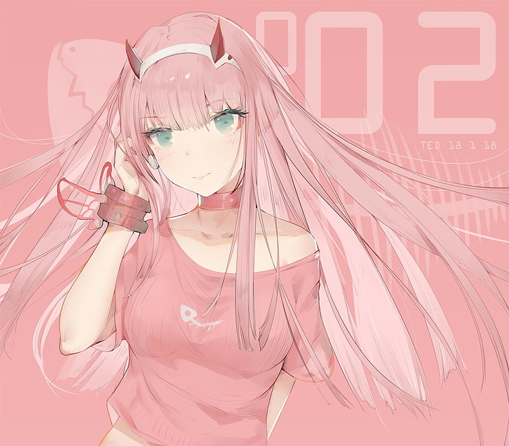 HD wallpaper: Anime, Darling in the FranXX, Blush, Green Eyes, Horns, Long  Hair | Wallpaper Flare