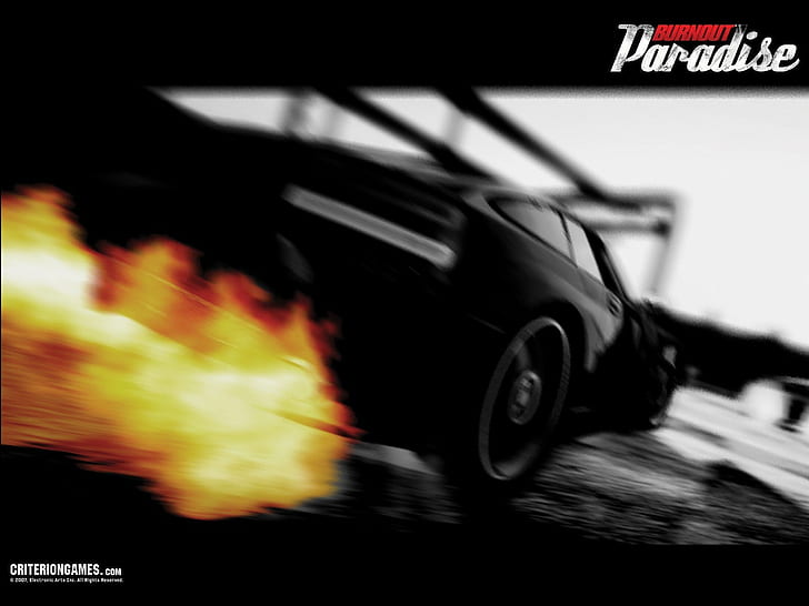 action, burnout, game, paradise, poster, race, racing, video, HD wallpaper