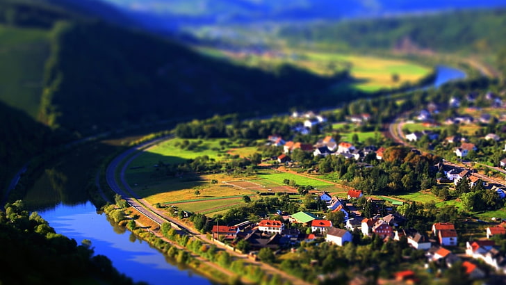 landscapes cityscapes photography tiltshift village 1920x1080  Abstract Photography HD Art