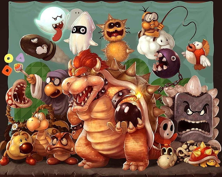 HD wallpaper: Mario, Bob-omb, Bowser, Bullet Bill, Chain Chomp, Goomba,  Koopa Troopa | Wallpaper Flare