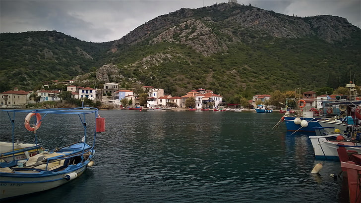 Greece, pilio, Trikeri, mountain, water, transportation, nautical vessel