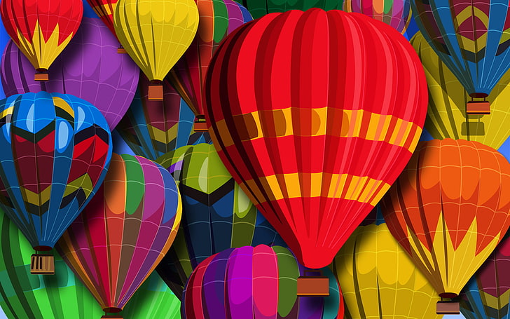 hot air balloon lot illustration, color, abstraction, balls, texture