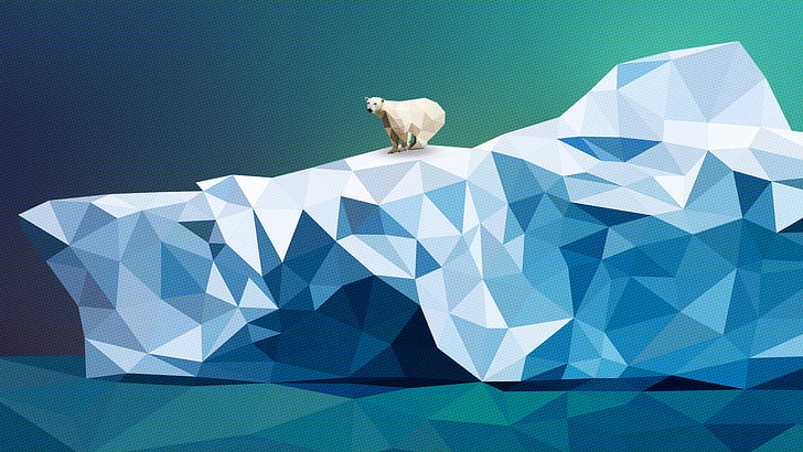 white polar bear on top of ice berg illustration, iceberg, polar bears, HD wallpaper