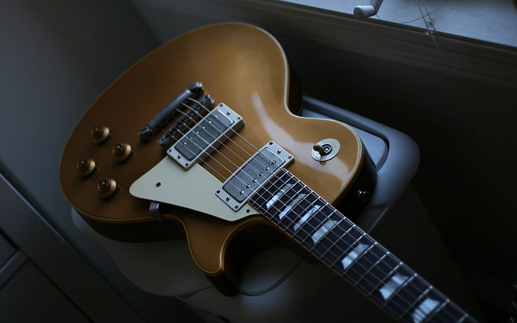 Gibson Les Paul Guitar, brown electric guitar, Music, string instrument, HD wallpaper