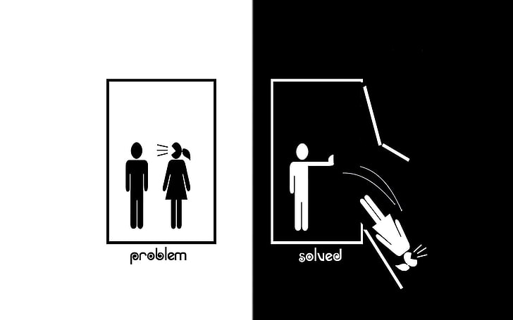 problem solved meme, quote, dark humor, girlfriend, sign, communication, HD wallpaper